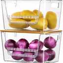 2 Set Pantry Organizers,Stackable Potato and Onion Storage Bins with Bamboo Lids,Trash Bag Dispenser for 4-13 Gal Bags,kitchen Countertop Organizer for Produce or Snacks