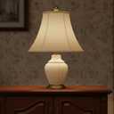 Aspen Creative 38004-2 Traditional Handsewn Bell Shaped Collapsible Spider Construction Lamp Shade in Cream, 8" Top x 17" Bottom x 13" Slant, Set of 2