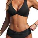 Yonique Women Two Piece Swimsuit - Knot Twist Bikini Set V Cut Bathing Suit 2026 Teen Bikini (Large, Black)