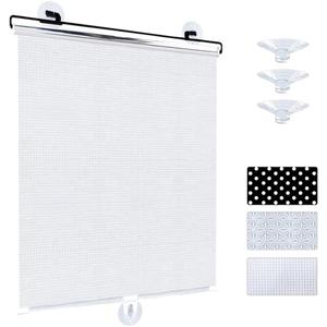 Yoebor No Drill Blackout Blind Shade with 3 Suction Cups, Silver 95% Shade Temporary Portable Roller Window Curtain for Home Office Car, W19.7 x L49.2