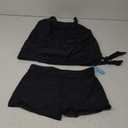 Yonique 2 Piece Swimsuit for Women Blouson Tankini Top with Shorts Tummy Control Bathing Suit , Large, Black 