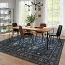 Wonnitar Vintage Floral Rugs for Living Room, Washable 8x10 Area Rugs, Low Pile Non Shedding Stain Resistant Rugs for Bedroom Dining Room Home Office Department,(Blue,8x10)