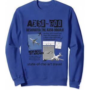 A350-900 Airbus Black Aircraft Tee Sweatshirt, L