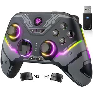 EasySMX X15 PC Controller - Enhanced Wireless Bluetooth Controller with Hall Joysticks/Hall Triggers/RGB Lighting - No Stick Drift, No Dead Zone - Work for Windows PC, Android, Steam and Switch, Black