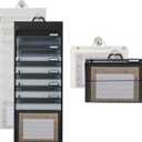 2 Piece Expanding Wall Accordion File Folder, A4 File Wallet Bag with Hanging 6 Transparent Pockets, Portable and Foldable File Storage Organizer with 6 Folders for Classrooms Offices (White,Black)