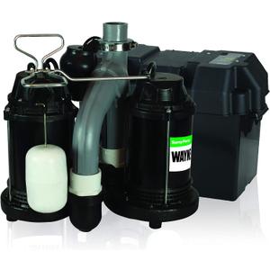 WAYNE - 1/2 HP Sump Pump with Integrated Vertical Float Switch and 12 Volt Battery Back Up Capability, Battery Not Included - Up to 5,100 Gallons Per Hour - Heavy Duty Basement Sump Pump System