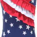 Girls One Piece Swimsuits Hawaiian Ruffle Swimwear Beach Bathing Suit American Flag Size 8/7-8