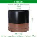 D'vine Dev 14 Inch Ceramic Planter Pot with Drainage Hole and Saucer, Indoor Cylinder Round Planter Pot, Black/Speckled Tan, 94-O-G-7, XX-Large