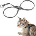 Cat Harness, IDA Awarding, Escape-Proof Anti-Choking Harness Nylon & Lightweight Anodized Aluminum Training Harness Adjustable for Cats Outdoor Walking (Space Gray, S (27.5 inch))