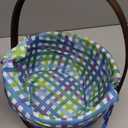 JOYIN Easter Woven Basket with Lining, Brown Wooden Eggs Basket with Handle for Picnic, Kids Party Supplies, Easter Egg Hunt,Storage, Decor, Filling with Candy