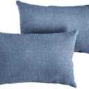 Sorra Home Indoor/Outdoor Knife Edge Lumbar Pillows, Set of 2, Blue.12×20