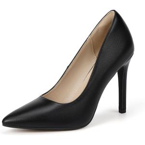 IDIFU Women High Heels Closed Pointed Toe Stiletto Pumps Shoes (Black, 9)