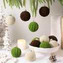 Jetec 12 Pcs Neutral Velvet Christmas Ball Ornaments 2.36 Inch Flocked Xmas Tree Hanging Decoration Plastic Velvet Christmas Ornaments with 6 Styles for Xmas Holiday Party Decoration