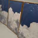 LHIUEM Large White Clouds Framed Canvas Wall Art Set Abstract Navy Blue Sky Natural Wall Decor Minimalist Modern Painting Artwork for Livingroom,Bedroom,Office Decor -24"x36"x3