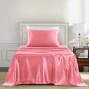 Satin Sheets Twin XL Size - 3 Pieces Luxury Silky Soft Bed Sheets, Wrinkle-Free Pink Satin Silk Sheet Set with 1 Deep Pocket Fitted Sheet, 1 Flat Sheet, 1 Pillow case