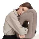 KINSCO Inflatable Travel Pillow Plane Pillow for Airplane Cars Buses Trains Office Napping/ Free Eye Mask Earplugs, Grey