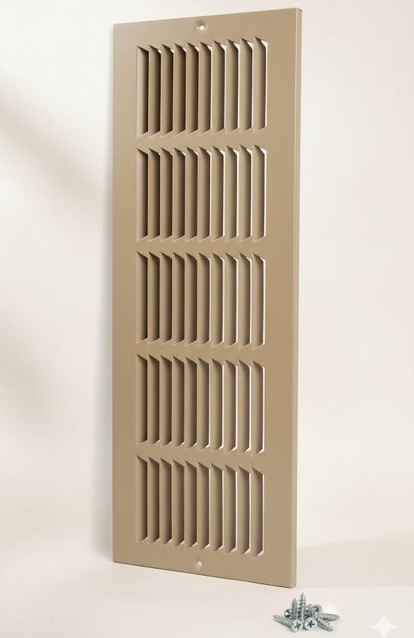 Fits 12x6 Duct Opening | Steel Baseboard Return Air Grille by Handua | Vent Cover Grill | 7/8" Margin Turnback [Depth] to Fit Baseboard | Brown | Outer Dimensions: 13.75"W X 7.75 "H