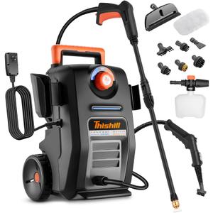 This Hill 2-in-1 Pressure Washer and Steam Cleaner, 3000 PSI 2 GPM | Electric Power Washer, 1500W High Pressure Steam Cleaner for Car Detailing, Tile Grout, Patio, Furniture, Engine Bay