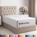 Extra Deep Twin XL Fitted Sheet - Hotel Luxury Single Fitted Sheet Only - Easily Fits 18 inch to 24 inch Mattress - Ultra Soft, Wrinkle Free with Extra Deep Pockets - Breathable & Comfy - French Grey