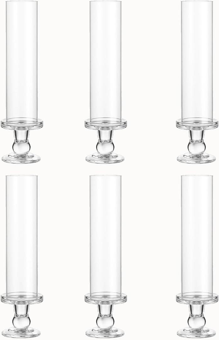 Hurricane Candle Holder Glass Taper Hurricane Clear Tall Candlestick Candles Holders Table Centerpiece Wedding Party Dining Event Home Decor (6)