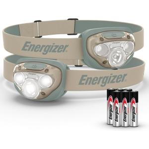 Energizer LED Headlamp PRO (2-Pack), IPX4 Water Resistant Headlamps, High-Performance Head Light for Outdoors, Camping, Running, Storm, Survival LED Light for Emergencies (Batteries Included)