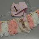 Boho Daisy Highchair Banner 1st Birthday Decorations Girl for First Birthday Decorations Set with Handmade Cake Topper Crown Hat
