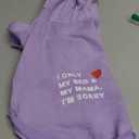 Comfortable Polycotton Dog Hoodie: Soft, Lightweight Puppy Vest for Small and Large Dogs, Highlighting The Heartfelt 'I Only Love My Bed, My Mama, I'm Sorry' Slogan Print Purple Large (L-(11~16lb) | Chest(~19.5"))