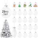KIMOBER 24PCS Plastic Discs Ornaments,3.15 Inch White Flat Sphere Fillable Christmas Hanging Ornament Ball for DIY Craft Xmas Tree Decoration
