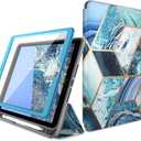 i-Blason Cosmo Case for iPad 9th/8th/7th Generation, iPad 10.2 (2021/2020/2019), Full-Body Trifold with Built-in Screen Protector Protective Smart Cover with Auto Sleep/Wake & Pencil Holder (Blue)