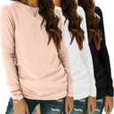 Zeagoo 2 Pack Long Sleeve Shirts for Women Casual Soft Crewneck Basic Tee Tops Fall Outfit Clothes, S