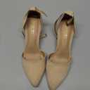 BCTEX COLL Womens Pointed Toe Pumps Shoes Ankle Strap Chunky Low Heels Metal Lined Sandals Designed for Women (7.5, Nude)