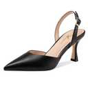 Athlefit Closed Pointed Toe Kitten Heels for Women Dress Work Wedding Party Sling back Stiletto Pumps Shoes Black, Size 8, SAPU2606W