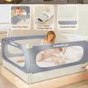 3-Piece King Size Bed Rail for Toddlers, Baby Bed Rail Guard with Height Adjustable Toddlers Bed Rail, Kids Safety Bed Rail for King Size Bed (78.7"x78.7"x74.8" - Grey)