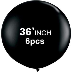36 Inch Latex Round Black Balloons(Premium Helium Quality),Giant Balloons for Photo Shoot/Birthday/WeddingParty/Festivals/Event Decorations (6pcs Black)