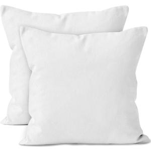 Encasa XO Throw Pillow Covers 17.5x17.5in Set of 10 White | No Inserts | Cotton Pillow Covers for Living Room, Bed, Sofa, Couch | Decorative Cushion Covers with Improved Zippers 