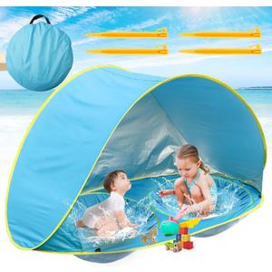 Baby Beach Tent-2 Pools Pop Up UPF 50+ Sunshade with Carry Bag, Portable for Travel,Beach,Camping,Indoor