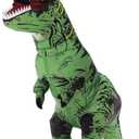 Inflatable Dinosaur Costume for Adult,Halloween Costumes T Rex Blow Up Costumes for Women Men,Funny Cosplay Party(Green) One Size