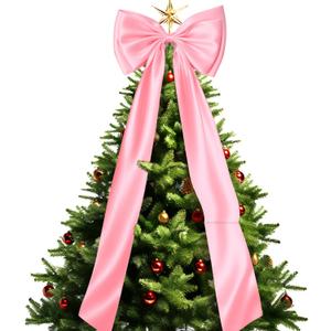 Christmas Tree Topper Bow Large Christmas Bow for Tree Topper 47.5 Inch Pink Big Bows for Christmas Tree Topper Indoor Home Room Holiday Party Giant Bows Xmas Trees Decoration