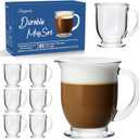 Coffee Mugs Set of 8, Clear Large Coffee Mug 15 OZ With Handles Transparent Tea Cup for Hot/Cold Beverages, Glassware Set for Americano, Latte, Cappuccino