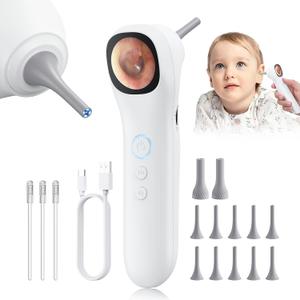 Otoscope Ear Camera with 1.21 Screen, 1080P Ear Scope with 4 LED Lights, Otoscope Camera for Adults Kids and Pets, Support Photo & Video, Type-C Charging with Computers, Baby Essentials, Home Medical (Simplified  White)