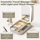 Lighted Vanity Mirror for Travel, Compact Makeup Bag with LED, 3 Colors Light Modes USB Rechargeable Dimmable Touch Screen Portable Travel Makeup Mirror with Light (White)