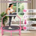 450LBS Foldable Rebounder Trampoline for Adults with Adjustable Handle 40", Pink