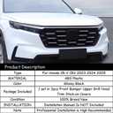 Exterior Front Bumper Engine Lid Grill Grille Cover 3Pcs Compatible with Honda CR-V CRV 2023 2024 2025