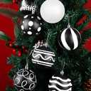 MCEAST 16 Pieces 3.15 Inches Christmas Balls Christmas Tree Pendants Shatterproof Decorative Baubles Balls for Christmas Tree Decoration, Black, White
