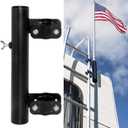 RV Ladder Mounted Flagpole Holder, Heavy Duty RV Flag Holder,Compatible with 1" RV Ladders (Black)