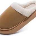 SHIBEVER Fuzzy Slippers Women Indoor: Memory Foam Warm House Shoes - Slip On Closed Toe Comfy Bedroom Slippers Women (6.5-7, 73-chestnut)