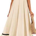 ZESICA Women's 2026 Summer Spaghetti Straps Sleeveless Backless Sundress Flowy Smocked Lace Swing A Line Midi Dress (S)