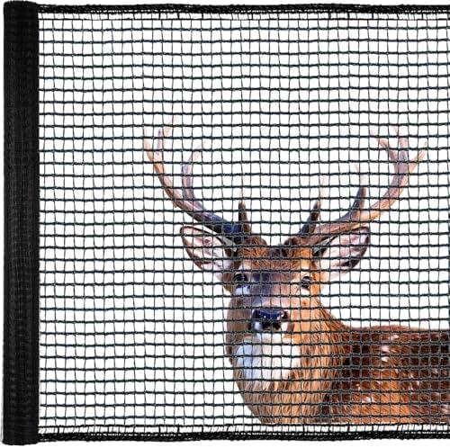 Junkogo Deer Fence Netting, 4x100 Ft Plastic Mesh Netting for Garden Protection, Temporary Fence Animals Barrier for Bird, Chicken, Reusable Mesh Fencing Roll for Vegetable, Fruit Tree, Shrubs, Black