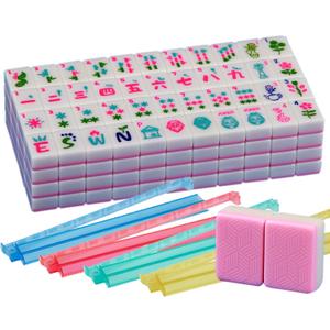 American Mahjong Tile Set Pink 166 Mahjong Tile Set 1.2-inch American Mahjong Set Equipped with 4PCS Mahjong Racks with Pushers