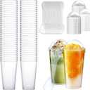 100Pcs 3oz Mini Dessert Cups with Lids and Spoons Clear Plastic Disposable Parfait Cups, Small Serving Bowl for New Year Party Appetizers, Catering, Wedding, Dessert Shops(300pcs in total)